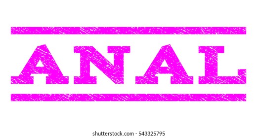 Anal watermark stamp. Text caption between horizontal parallel lines with grunge design style. Rubber seal stamp with dirty texture. Vector magenta color ink imprint on a white background.