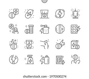 Analgesic. Pain pills. Anesthetic gel, spray and patch. Headache. Health care, medical and medicine. Pixel Perfect Vector Thin Line Icons. Simple Minimal Pictogram