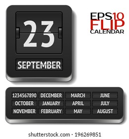Analog 3D flip calendar isolated on white