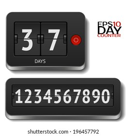 Analog 3D flip day counter isolated on white