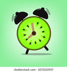 analog alarm clock with slice kiwi pattern on front panel