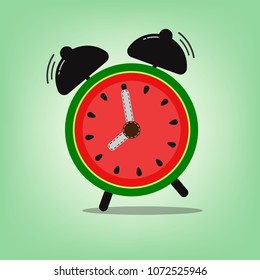 analog alarm clock with slice watermelon pattern on front panel