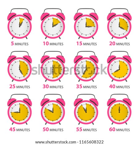 analog alarm clock symbols set five stock vector royalty free set alarm for 5 minutes