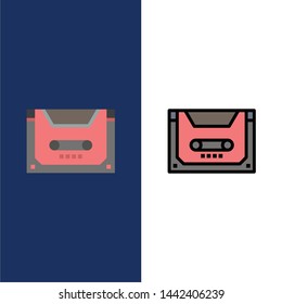 Analog, Audio, Cassette, Compact, Deck  Icons. Flat and Line Filled Icon Set Vector Blue Background