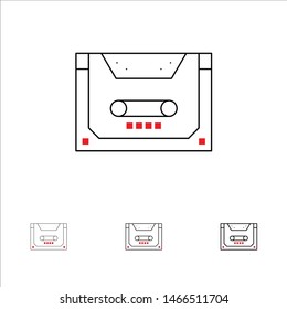 Analog, Audio, Cassette, Compact, Deck Bold and thin black line icon set. Vector Icon Template background