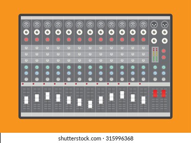 Analog audio mixer, vector illustration