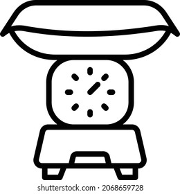 Analog Baby Weigh Scale Concept Vector Line Icon Design, Weight Measuring device Symbol, Mass balances Sign, Traditional scale Stock Illustration