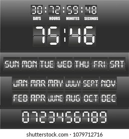 Analog black scoreboard digital timer. Vector illustration EPS 10.