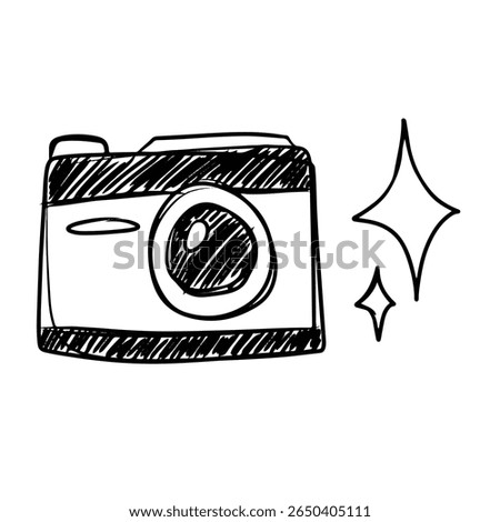 analog camera hand drawn icon. cute analog camera doodle. cute and adorable hand drawn doodle. outline analog camera