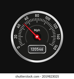 Analog Car Speedometer on White Background. Vector