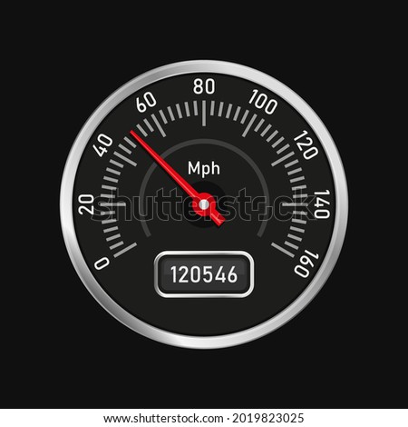 Analog Car Speedometer on White Background. Vector