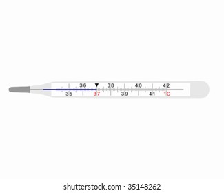 Analog clinical thermometer on white background