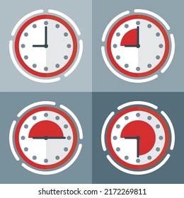 Analog Clock with 15 30 and 45 Minutes Design Free Vector