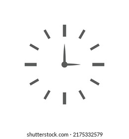 Analog clock black vector icon. Simple dial clockface filled symbol with arrows.