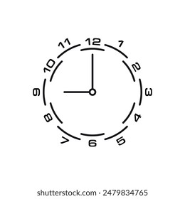 Analog clock concept from dashed lines. round clock design