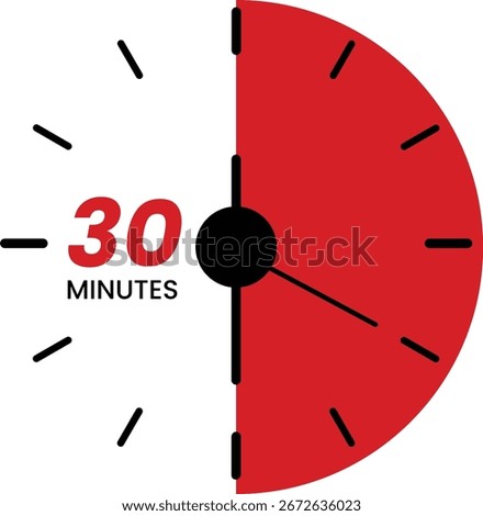 An analog clock face 30 minutes timer