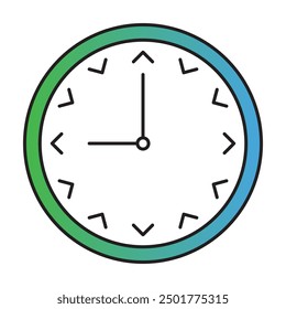 analog clock face with arrow. arrow pointing wall clock concept