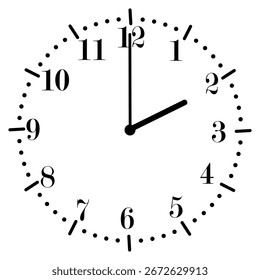 Analoge Zifferblatt. Uhrensymbol. Vektornummergrafik. Zeitgeberdesign für Countdown. EPS 10.