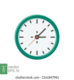 Analog clock flat icon. Time management symbol, chronometer with hour, minute and second arrow. Simple vector illustration isolated on white background. EPS 10.