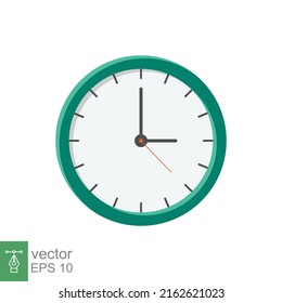 Analog clock flat icon. Time management symbol, chronometer with hour, minute and second arrow. Simple vector illustration isolated on white background. EPS 10.