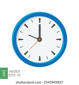 Ícone plano do relógio analógico. Símbolo de gerenciamento de tempo, cronômetro com seta de hora, minuto e segundo. Ilustração vetorial simples isolada sobre fundo branco. EPS 10.