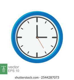 Ícone plano do relógio analógico. Símbolo de gerenciamento de tempo, cronômetro com seta de hora, minuto e segundo. Ilustração vetorial simples isolada sobre fundo branco. EPS 10.