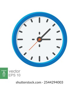 Ícone plano do relógio analógico. Símbolo de gerenciamento de tempo, cronômetro com seta de hora, minuto e segundo. Ilustração vetorial simples isolada sobre fundo branco. EPS 10.