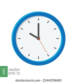 Ícone plano do relógio analógico. Símbolo de gerenciamento de tempo, cronômetro com seta de hora, minuto e segundo. Ilustração vetorial simples isolada sobre fundo branco. EPS 10.