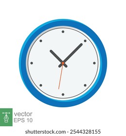 Ícone plano do relógio analógico. Símbolo de gerenciamento de tempo, cronômetro com seta de hora, minuto e segundo. Ilustração vetorial simples isolada sobre fundo branco. EPS 10.