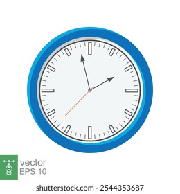 Ícone plano do relógio analógico. Símbolo de gerenciamento de tempo, cronômetro com seta de hora, minuto e segundo. Ilustração vetorial simples isolada sobre fundo branco. EPS 10.