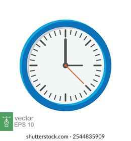 Ícone plano do relógio analógico. Símbolo de gerenciamento de tempo, cronômetro com seta de hora, minuto e segundo. Ilustração vetorial simples isolada sobre fundo branco. EPS 10.