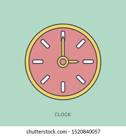 Analog clock flat vector icon. Symbol of time management. solid color with outline concept.