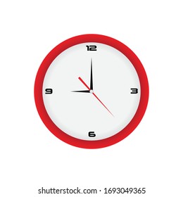 Analog clock flat vector icon, on white background.