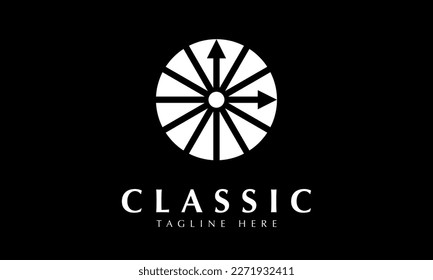 Analog clock icon abstract monogram vector logo template