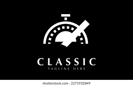 Icono de reloj analógico modelo de logotipo abstracto de vector de monograma