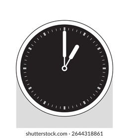 Ícone de relógio analógico em fundo preto as mãos Mostrar 1 horas, ilustração vetorial isolado no fundo branco, eps