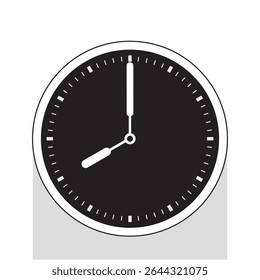 Analog Clock Icon in Black Background the hands Show 8 o'clock, vector illustration isolated on white background, eps