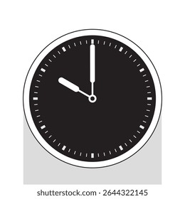Analog Clock Icon in Black Background the hands Show 10 o'clock, vector illustration isolated on white background, eps
