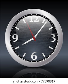 Analog clock icon on the dark background. Vector