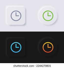 Analog clock icon set, Multicolor neumorphism button soft UI Design for Web design, Application UI and more, Button, Vector.