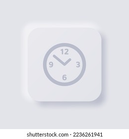 Analog clock icon, White Neumorphism soft UI Design for Web design, Application UI and more, Button, Vector.