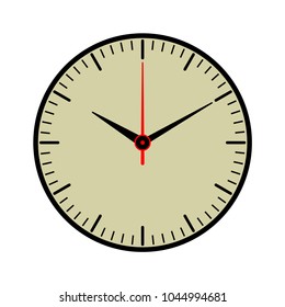 Analog clock illustration with red second hand