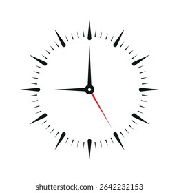 Analog clock interface on white background. Linear analog clock concept. Wall clock symbol