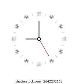Analog clock interface on white background. linear analog clock concept. wall clock interface