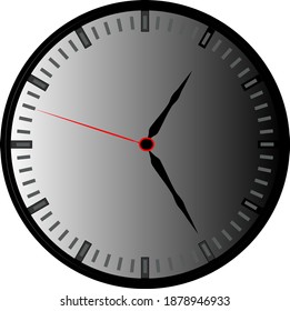 Reloj analógico aislado en un color gris con fondo blanco. Reloj de vectores sin números