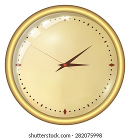 Analog Clock Isolated on a White Background. Vector Clock Without Numbers