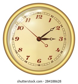 Analog Clock Isolated on a White Background. Vector Clock with Large Numerals