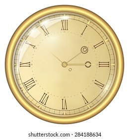 Analog Clock Isolated on a White Background. Vector Clock with Roman Numerals