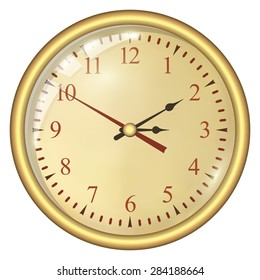 Analog Clock Isolated on a White Background. Vector Clock with Large Numerals