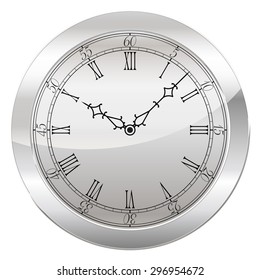 Analog Clock Isolated on a White Background. Vector Clock with Roman Numerals